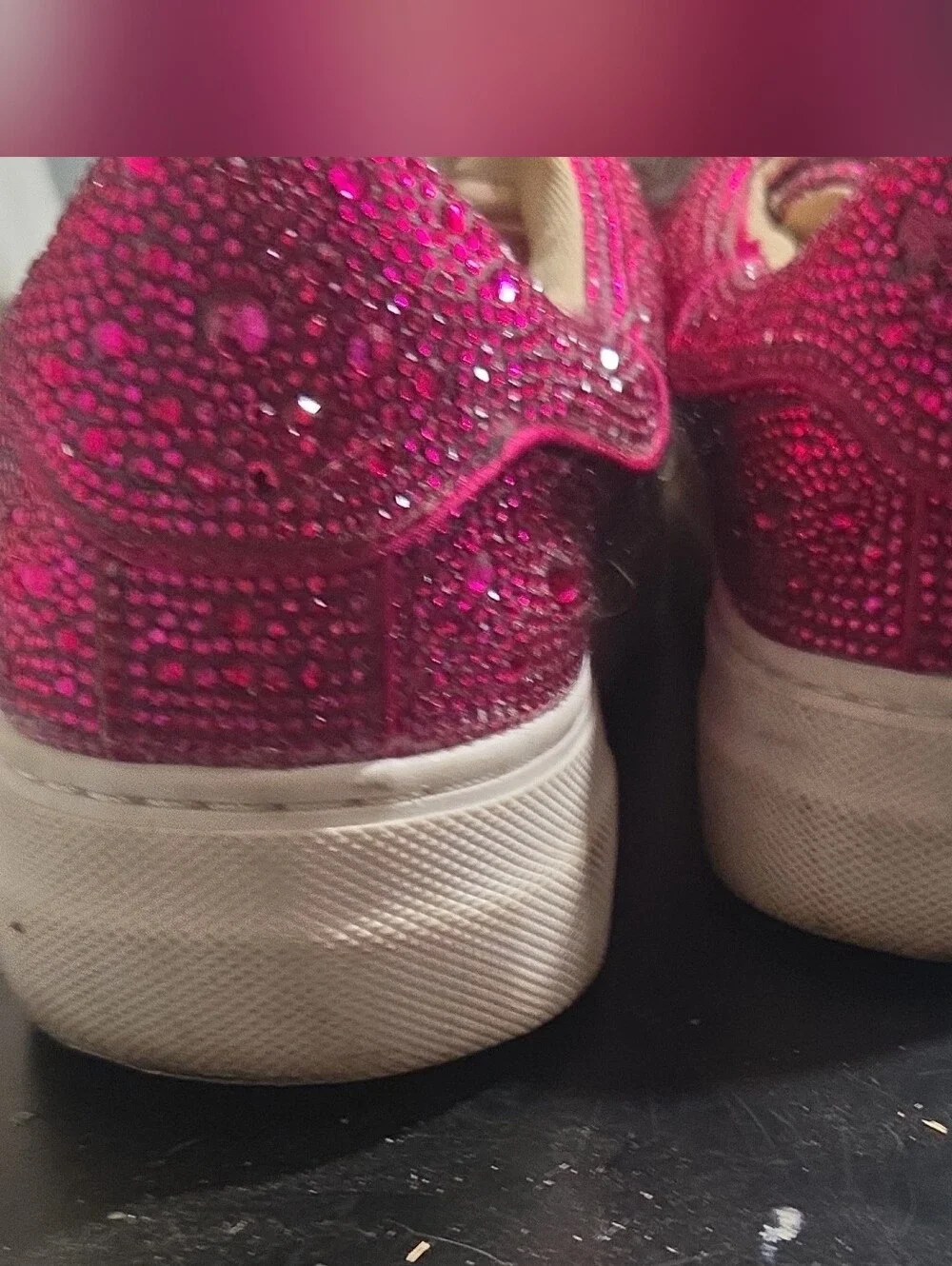 Betsy Johnson Pink Rhinestone Platform Lace-Up Sneakers sz 7 Gently Used